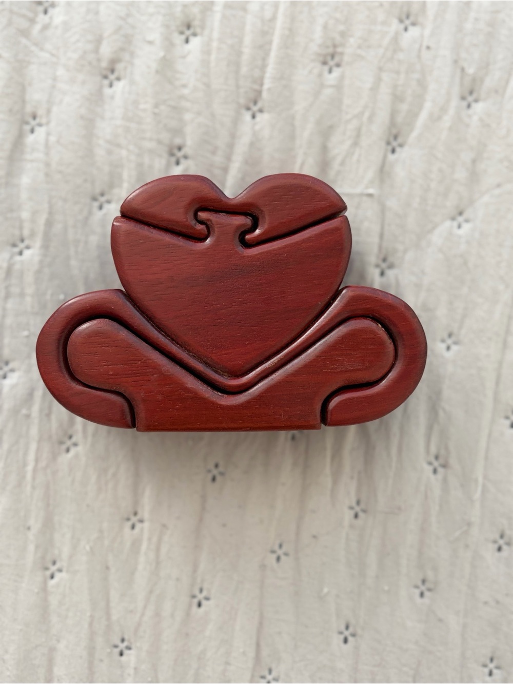 Vintage Midcentury Modern Puzzle Heart Jewelry Box